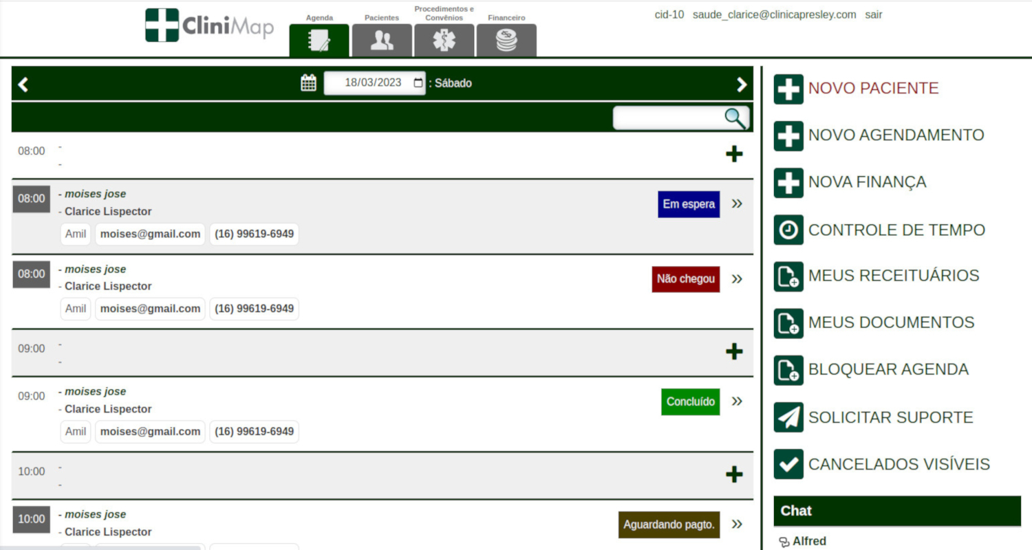Print do site CLINIMAP - gestão de clínicas