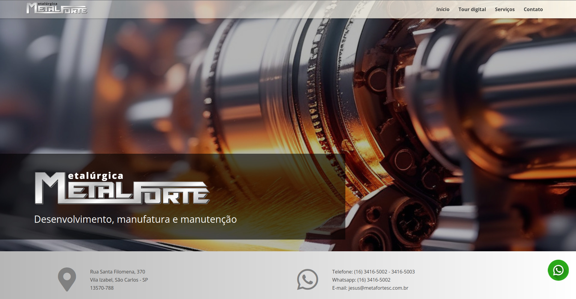 Print do site METALFORTE Metalúrgica