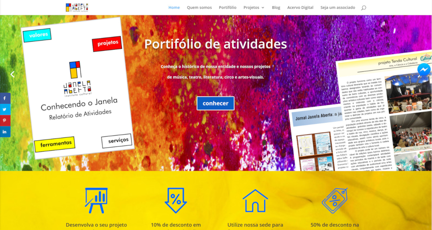 Print do site Instituto Cultural Janela Aberta